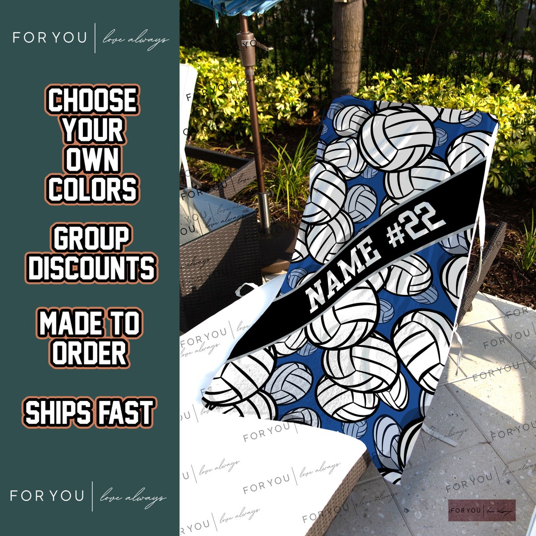 Volleyball Stripe Towel Custom Beach/bath Towels Two Sizes Etsy