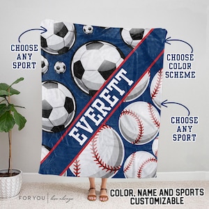 Multi Sport Any Sports Custom Name Blanket Personalized,Multiple Sizes & Styles,Gift for athletes, Fan Gear,Athlete Gift Banquet,Any Sport