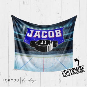 Hockey Name Personalized Blanket with Multiple Styles and Sizes - Gift for Hockey Players - Fan Gear  - Team End Year Senior Gift