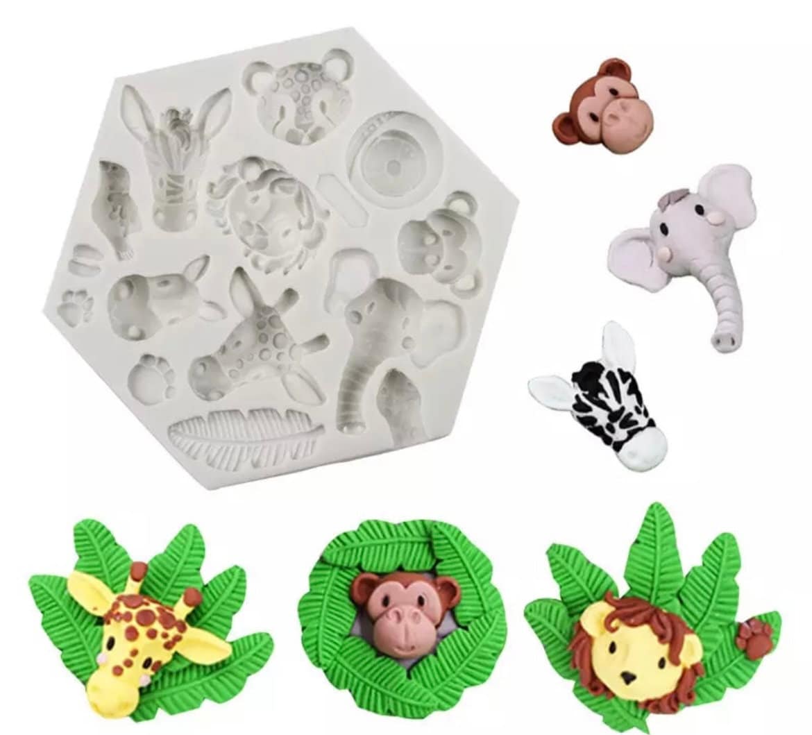 Slopehill 1pc Animals Silicone Moulds 3D Safari Animal Fondant Molds Chocolate Mold for Jungle Safari Animal Cake Cupcake Decoration Candy Cookies, Size: 2.8