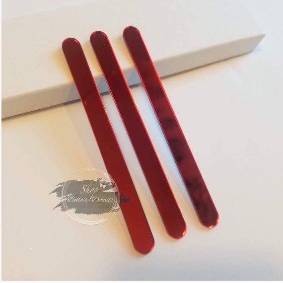 Acrylic Popsicle Sticks Red (Set of 12)