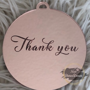 Thank You Acrylic Mirror Tags Rose Gold / 3in