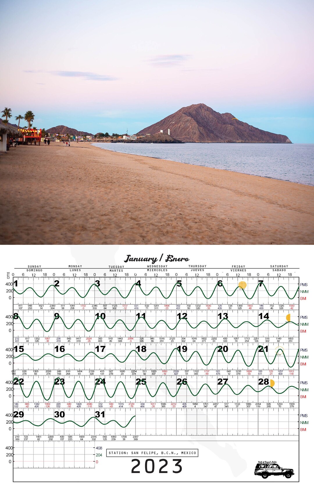 2023 San Felipe Baja Tide Calendar Etsy UK