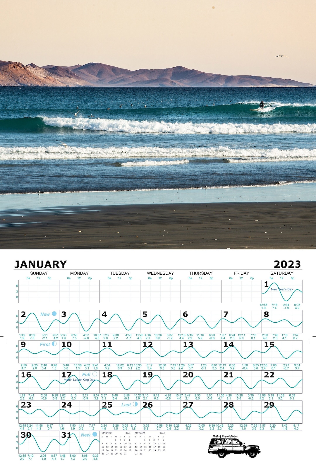 2023 Custom Baja Tide Calendar Pacific Coast Baja and Etsy UK