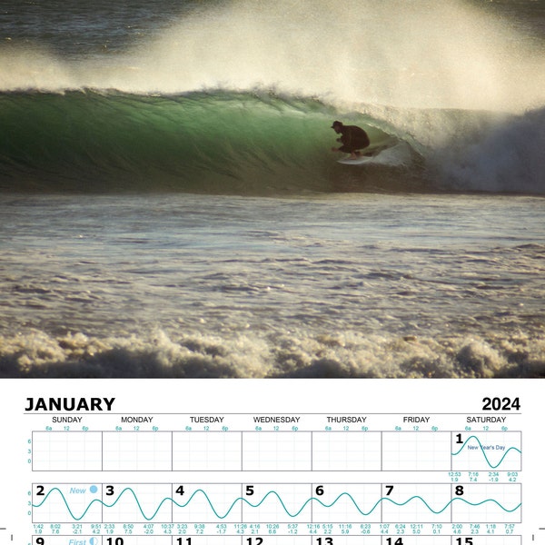 2024 Custom Baja Tide Calendar - Pacific Coast Baja, and custom U.S. tide charts.