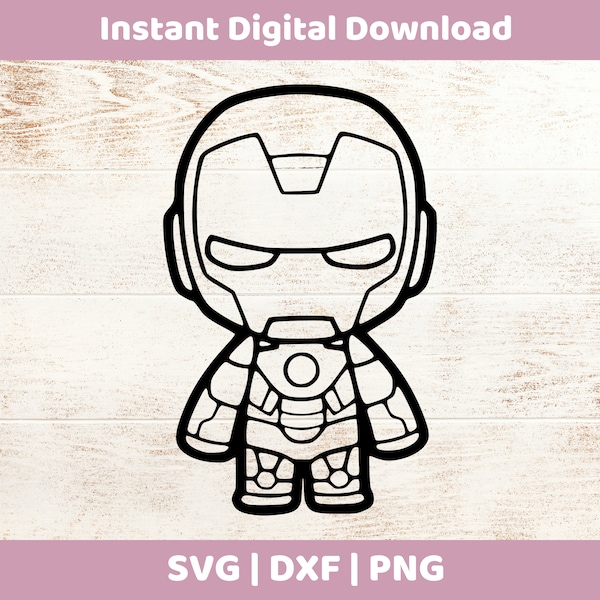 Chibi Iron Man Instant Digital Download SVG/DXF/PNG for cricut, cameo, silhouette, vinyl designs, Marvel, Avengers