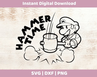 Mario Hammer Time Instant Digital Download SVG/DXF/PNG for cricut, cameo, silhouette, vinyl designs, Super Mario, Paper Mario