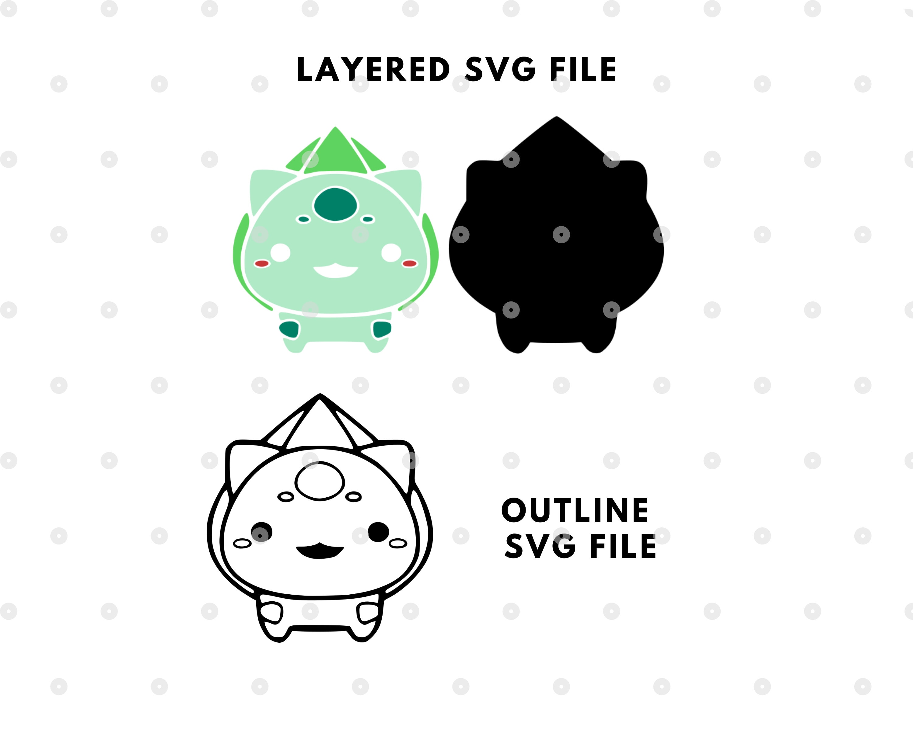 Poke Bulbasaur Layered SVG Cricut Cut File Silhouette Cameo - Inspire Uplift