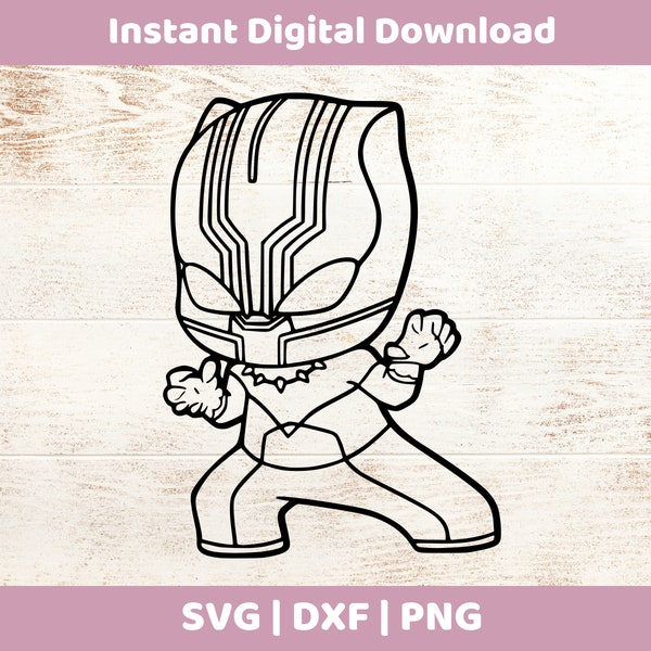 Chibi Black Panther Instant Digital Download SVG/DXF/PNG for cricut, cameo, silhouette, vinyl designs, Marvel, Avengers