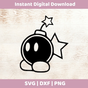 Bob-omb Instant Digital Download SVG/DXF/PNG für Cricut, Cameo, Silhouette, Vinyl-Designs, Super Mario,
