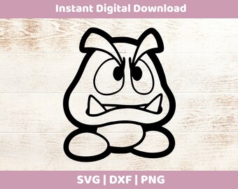 Goomba Instant Digital Download SVG/DXF/PNG für Cricut, Cameo, Silhouette, Vinyl-Designs, Umriss, Schablone, Vorlage, Super Mario, Mario