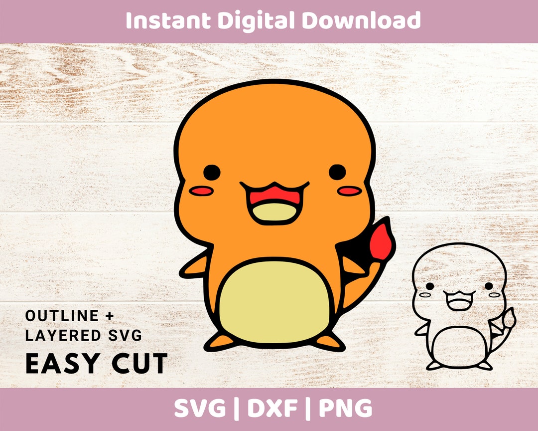 Cute Charmander Layered SVG/DXF/PNG for Cricut Cameo - Etsy