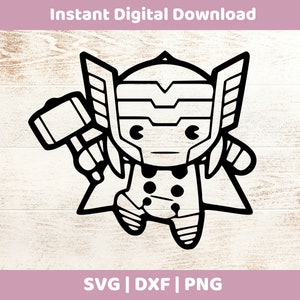 May include: Black and white line art illustration of a cartoon superhero with a hammer. The superhero is wearing a helmet with wings and a cape. The superhero is holding a hammer in their right hand.