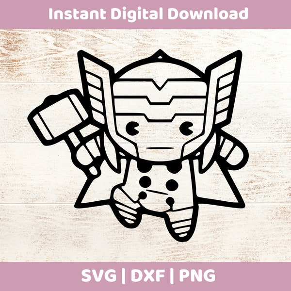 Chibi Thor Instant Digital Download SVG/DXF/PNG for cricut, cameo, silhouette, vinyl designs, Marvel, Avengers