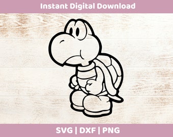 Koopa Troopa Instant Digital Download SVG/DXF/PNG für Cricut, Cameo, Silhouette, Vinyl-Designs, Umriss, Schablone, Super Mario, Mario