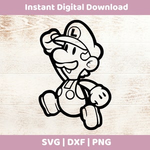Luigi Instant Digital Download SVG/DXF/PNG für Cricut, Cameo, Silhouette, Vinyl-Designs, Super Mario,