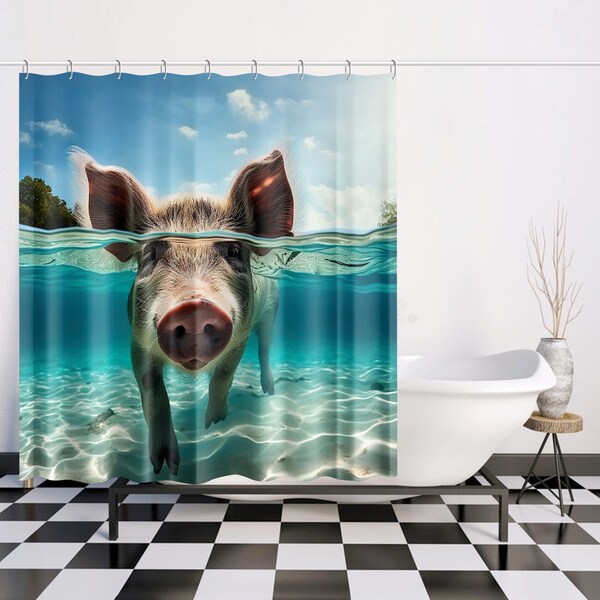 Pig Shower Curtain Etsy