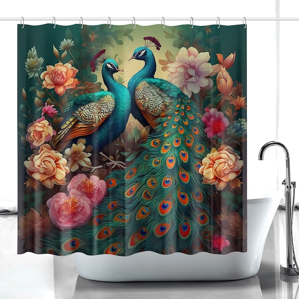 Peacock Shower Curtains Etsy