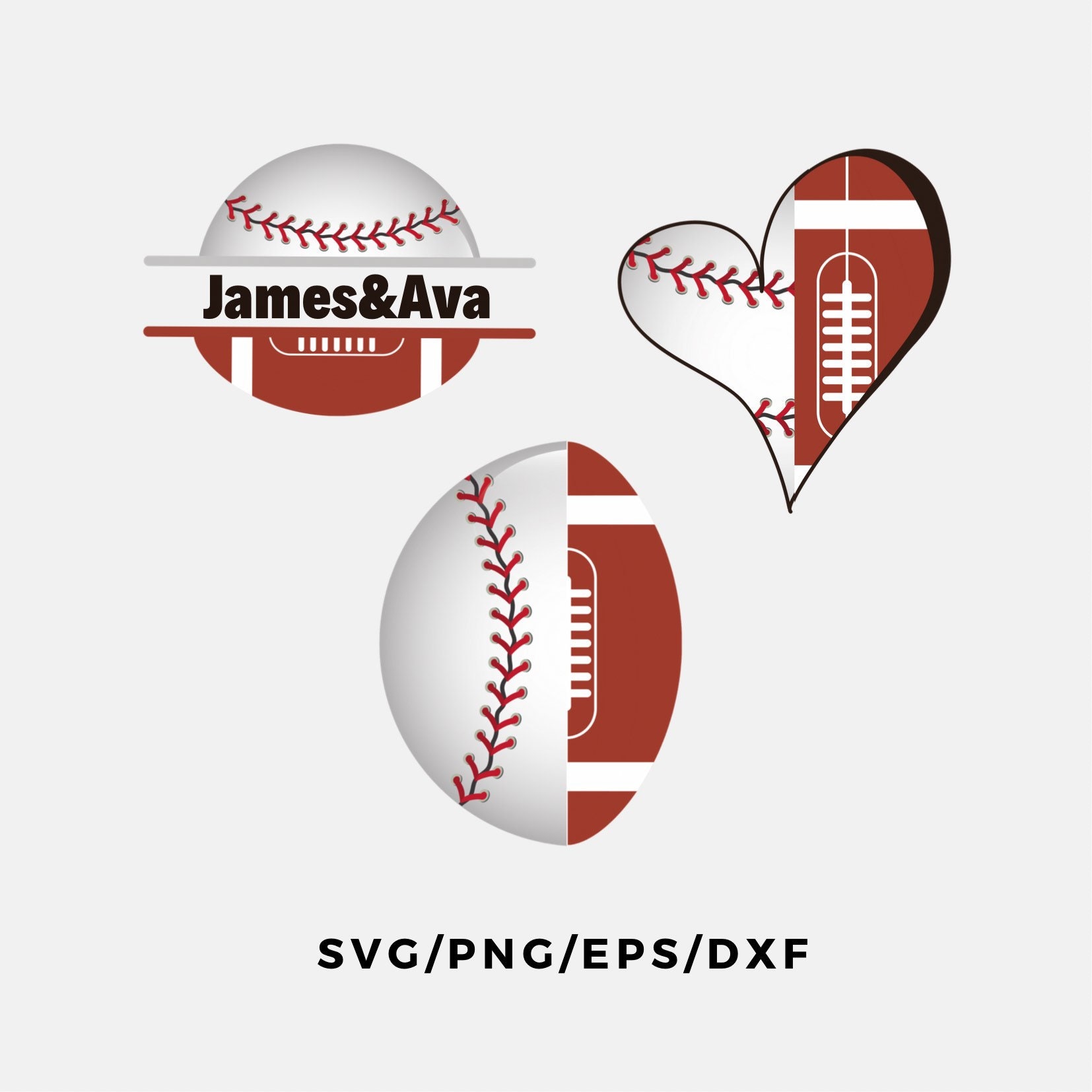 Baseball and Football Svg Half Baseball Half Football Svg Etsy