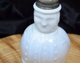 Atterbury Milk Glass John Bull Figural Victorian Sugar Shaker Bottle c. 1872