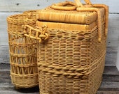 Wicker Picnic Basket with Wine Holders