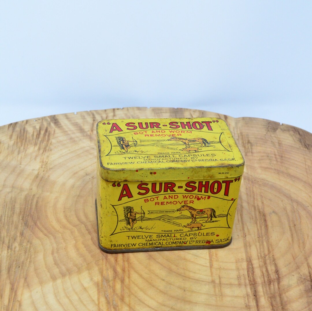 sure shot tobacco tin 1930's Veterinary 