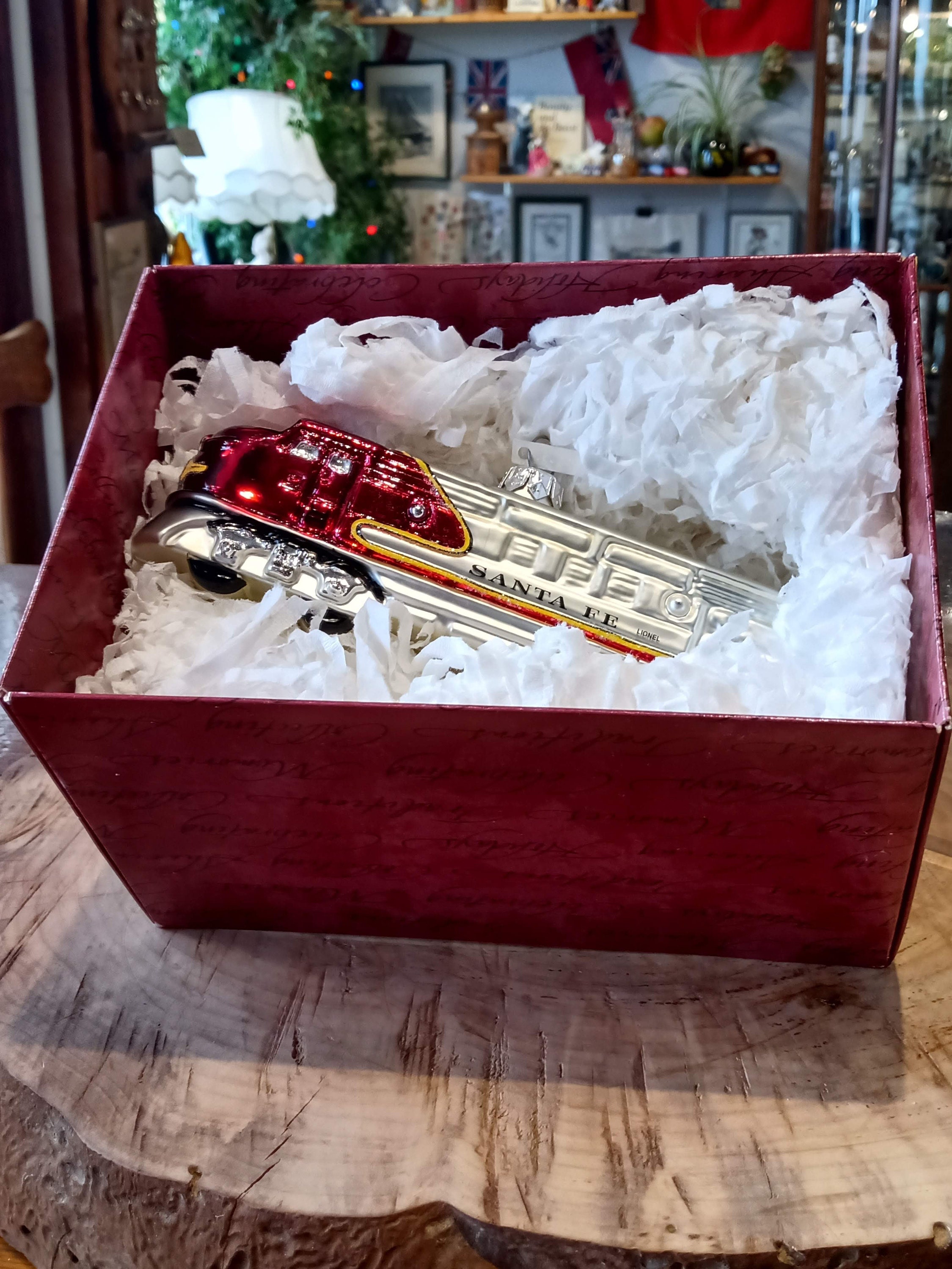 Hallmark Train Ornament 1999 Crown Reflections Glass Lionel Santa Fe