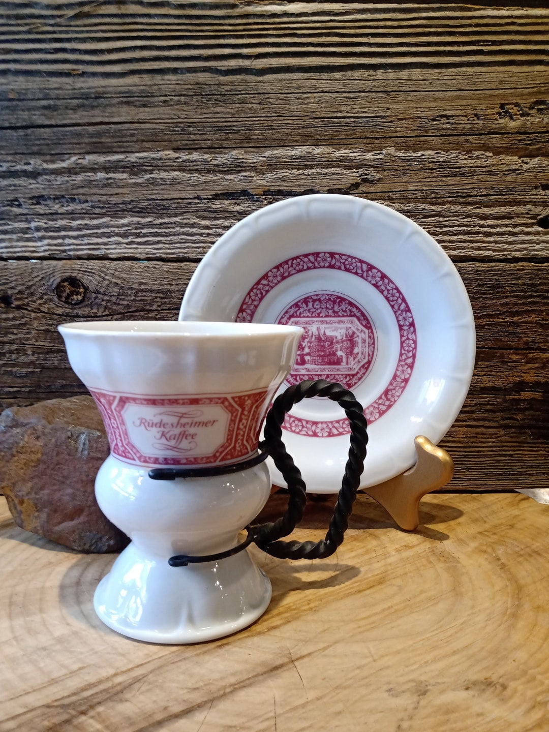 Vintage Heinrich Germany Coffee Cup With Cast Iron Handle and Saucer Etsy