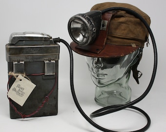 Edison Bergmanns Lampe mit Lederkappe Set Modell R4