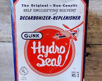 Vintage GUNK Hydro Seal Carburetor Cleaner Can – Aviation Decarbonizer Tin HS-3