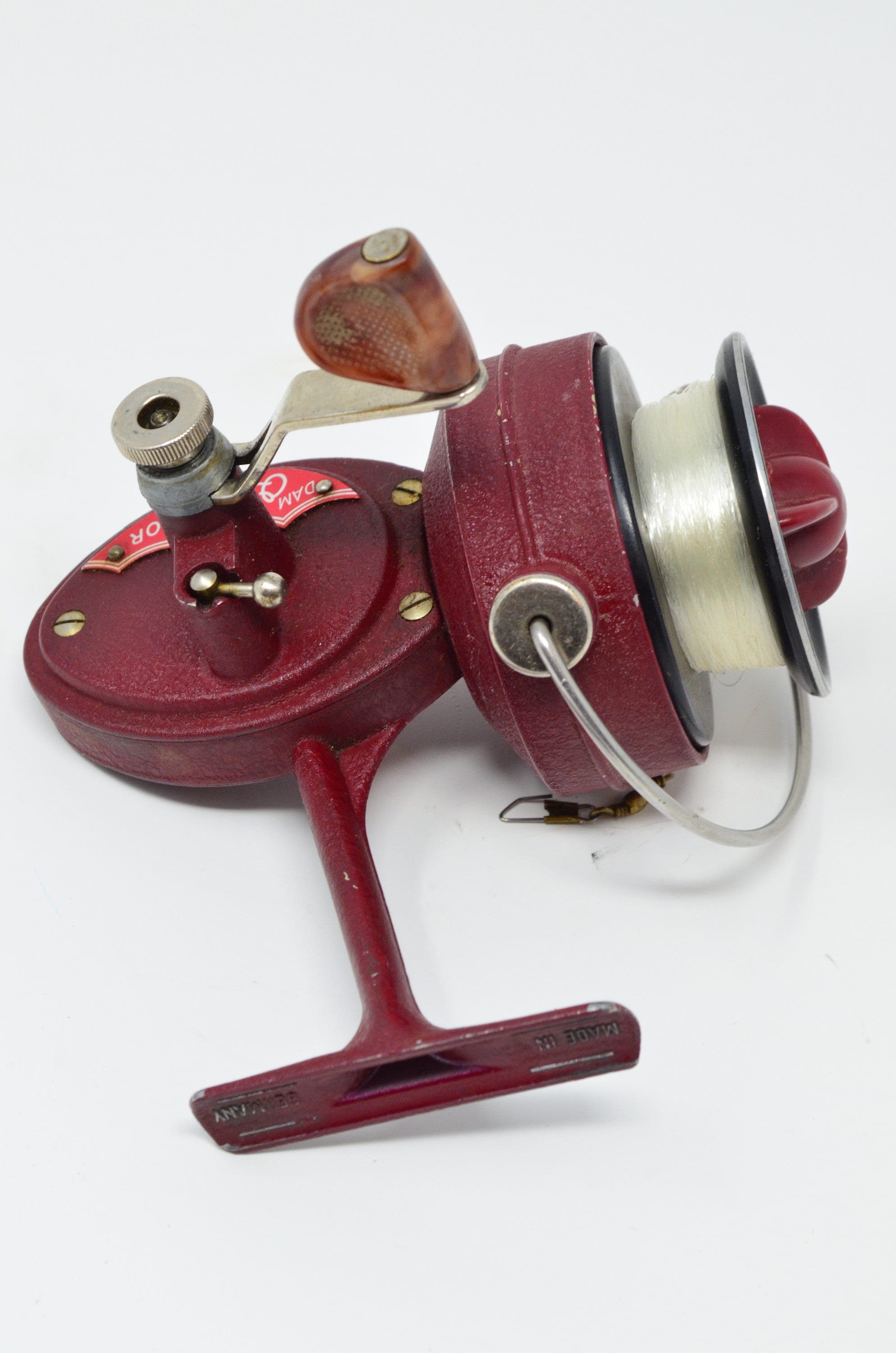 Vintage DAM Quick Junior Spinning Fishing Reel Red Made In Germany
