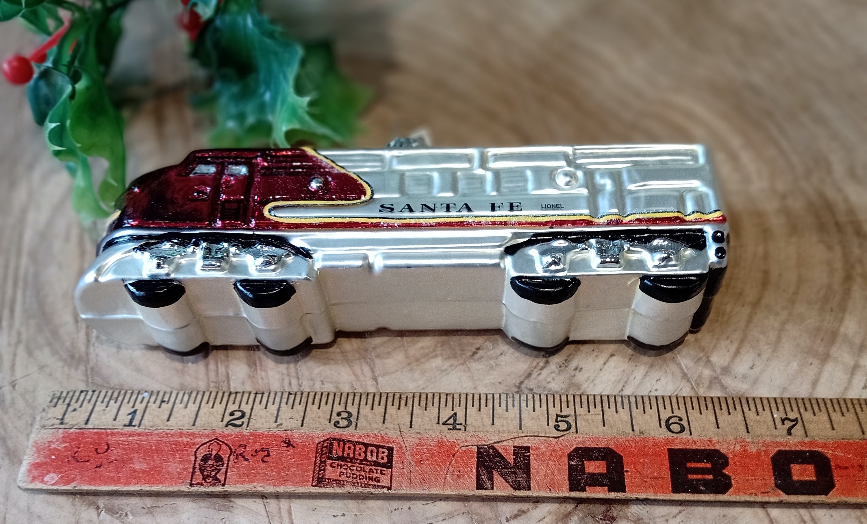 Hallmark Train Ornament 1999 Crown Reflections Glass Lionel Santa Fe