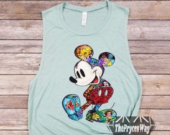 Art Disney Characters Mickey Mouse Muscle Tank,Retro Mickey Mouse Tank,Mickey Mouse Tank,Womens Mickey Mouse Tank,Disney Characters Shirt