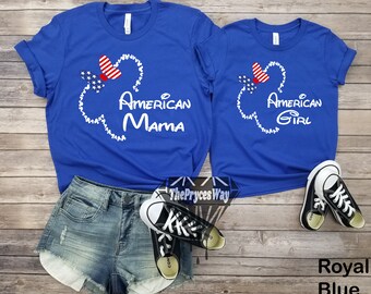 American Mama-Girl Shirt,Disney July 4th Shirt,Minnie Mouse Shirt,Disney Fourth of July,Matching Disney USA Shirts,Disney Mommy And Me