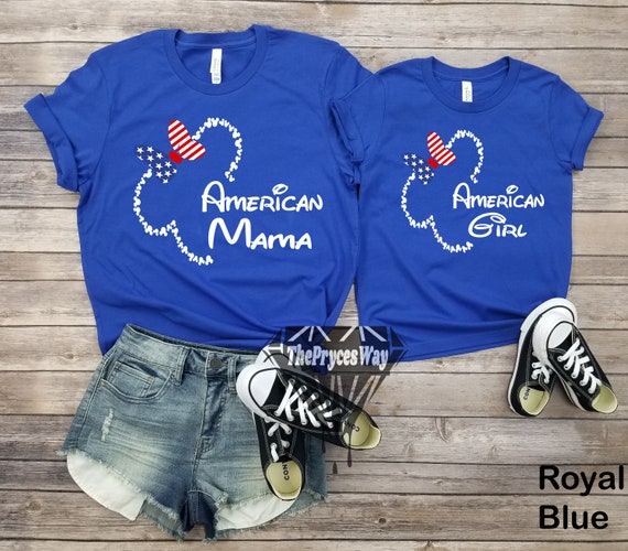 American Mama-Girl Shirt,Disney July 4th Shirt,Minnie Mouse Shirt,Disney Fourth of July,Matching Disney USA Shirts,Disney Mommy And Me