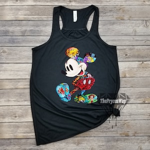Art Disney Characters Mickey Mouse Racerback Tank,Retro Mickey Mouse Tank,Mickey Mouse Tank,Womens Mickey Mouse Tank,Disneys Character Tank