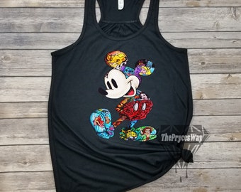 Art Disney Characters Mickey Mouse Racerback Tank,Retro Mickey Mouse Tank,Mickey Mouse Tank,Womens Mickey Mouse Tank,Disneys Character Tank