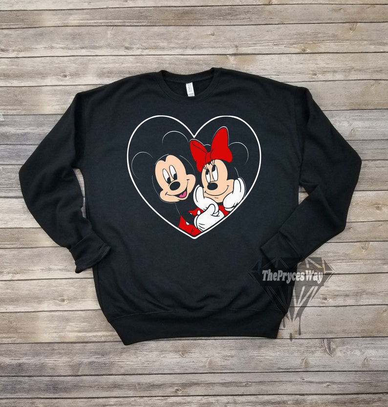 Mickey Mouse And Minnie Mouse Love Sweatshirt,Christmas Disney Shirt,Disney Valentines Day Shirt,Disney Love Shirt,Disney Matching Couples image 1