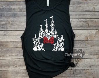 Débardeur musculaire Château Minnie Mouse, personnages de Disney, Noël Disney, Débardeur château Disney, Château de Minnie, Débardeur Disney Silhouette, Débardeur Disney pour femme