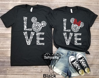 Silhouette Love Mickey-Minnie Couples Shirt,Mickey Mouse,Minnie Mouse,Disney Valentines,Matching Valentines,Disney Love,Disney Couples Shirt