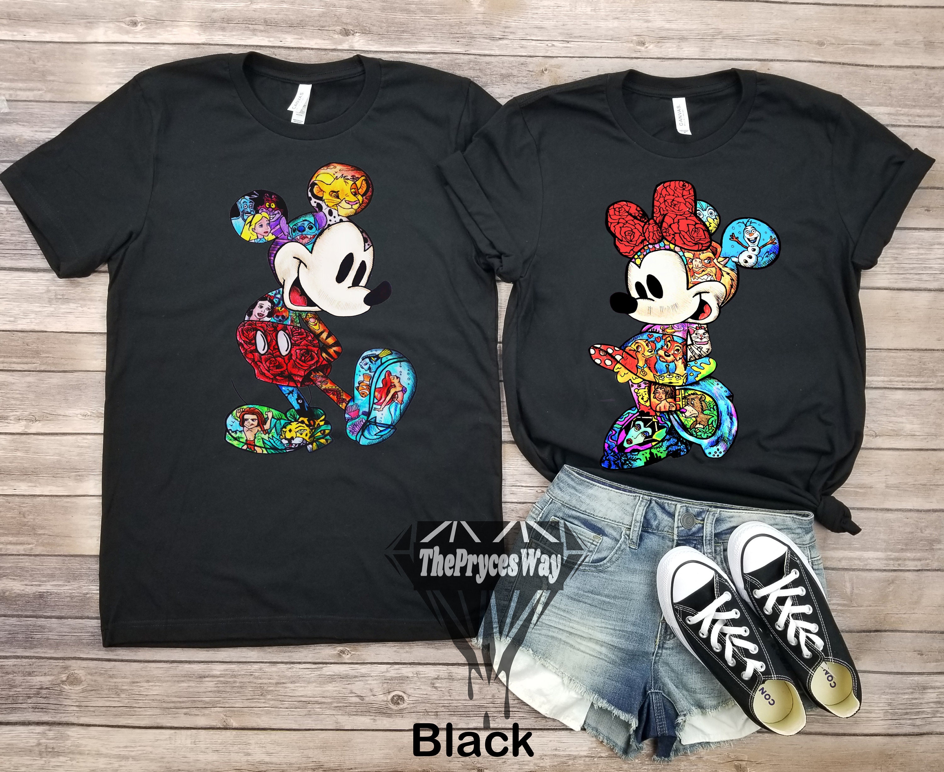 Art Disney Characters Matching Couples Shirt