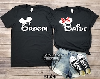 Bride And Groom Mickey-Minnie Couples Shirt,Mickey Mouse Shirt,Disney Love,Disney Wedding Gift,Disney Bachelorette Shirts,Minnie Mouse Shirt
