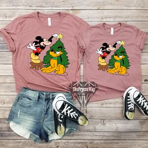 Mickey Mouse And Pluto Christmas Mommy and Me Shirt,Christmas Disney Shirt,Santa Claus,Disney Mommy And Me,Mickey Mouse Christmas Shirt