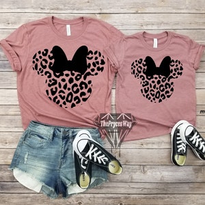 Black Bow Cheetah Minnie Mouse Mommy And Me Shirt,Disney Christmas,Magic Kingdom,Minnie Mouse Shirt,Disney Mommy And Me,Girls Disney Shirt