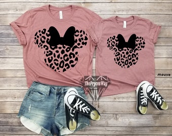 Black Bow Cheetah Minnie Mouse Mommy And Me Shirt,Disney Christmas,Magic Kingdom,Minnie Mouse Shirt,Disney Mommy And Me,Girls Disney Shirt