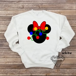 Christmas Light Bulbs Minnie Mouse Sweatshirt,Disney Christmas Sweatshirt,Minnie Mouse Shirt,Christmas Disney Shirt,Silhouette Disney Shirt