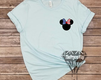 Pocket USA Bow Minnie Mouse Shirt,Disney July 4th Shirt,Minnie Mouse,Disney Fourth of July,Matching Disney USA Shirts,Disney USA Flag Shirt