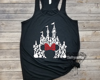 Minnie Mouse Castle Racerback Tank,Disney Tank Women,Womens Summer Tank,Disney Spring Tank,Disney Castle Tank,Silhouette Disney Characters