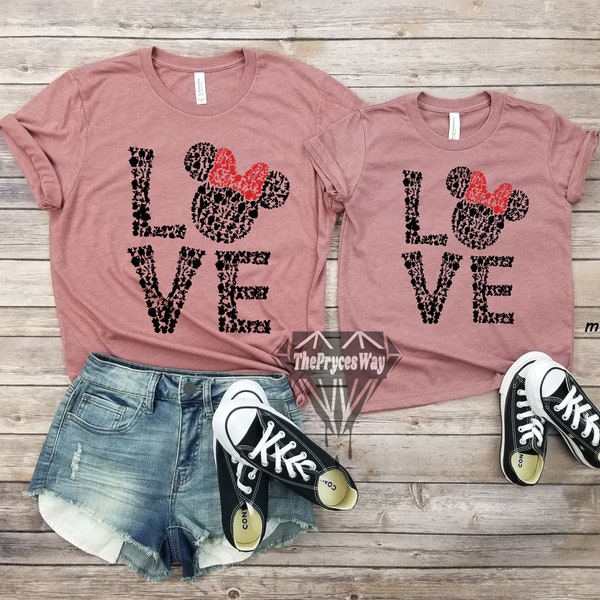 Love Minnie Mouse Mommy Me And Shirt,Matching Valentines Day Shirt,Disney Valentines,Disney Family Vacation,Disney Love,Disney Mommy And Me