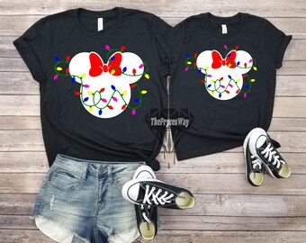 Christmas Pepperlights Minnie Mouse Mommy and Me Shirt,disney